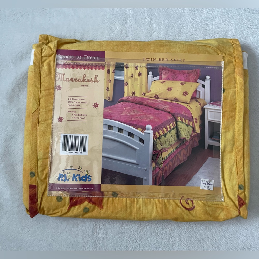 Marrakesh NEW Twin size Yellow and Red Bed Skirt 100% Cotton